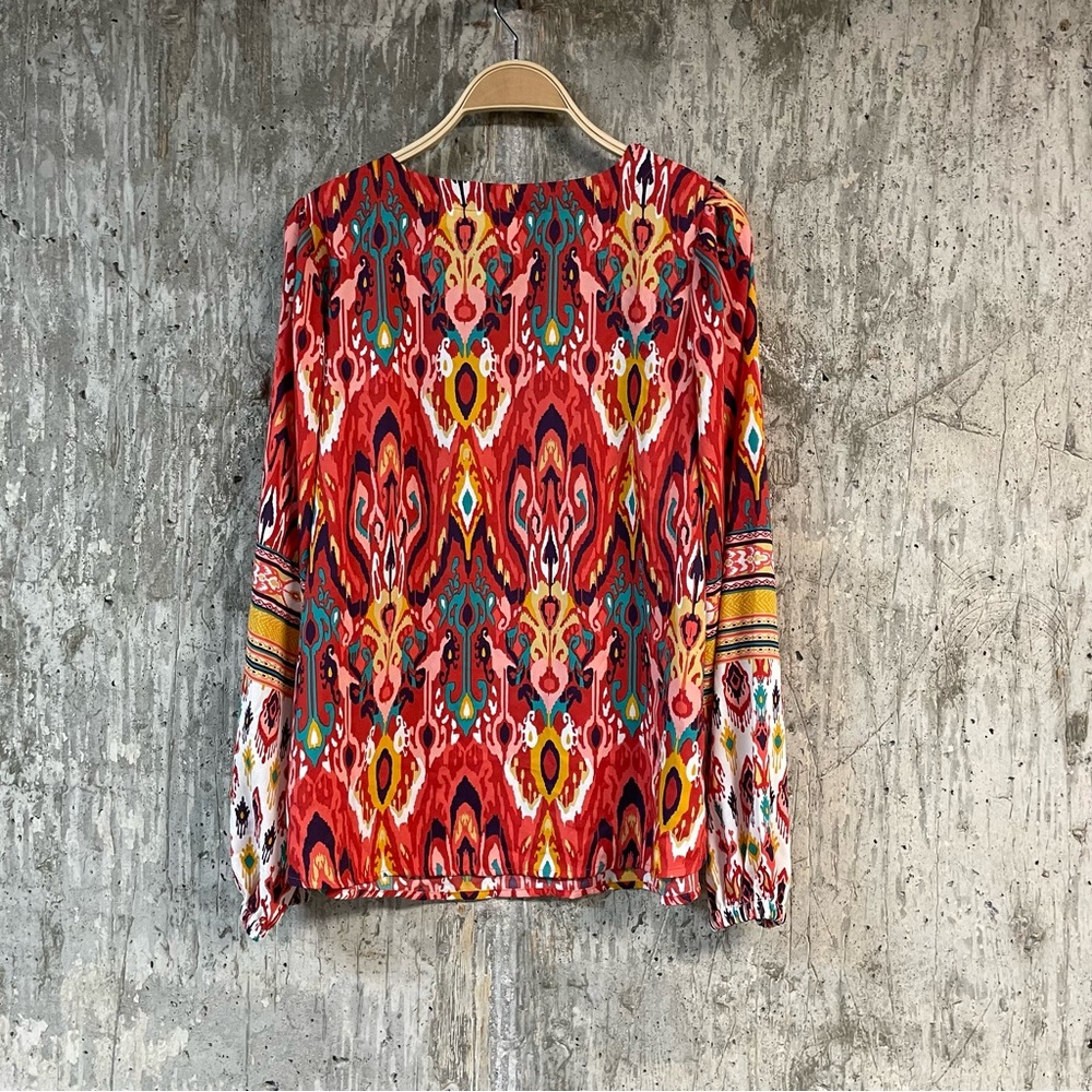 BELLE BOHO BY KIM GRAVEL Women's Find Your Fire Boho Blouse Size M Spice Sleeve - Picture 7 of 7